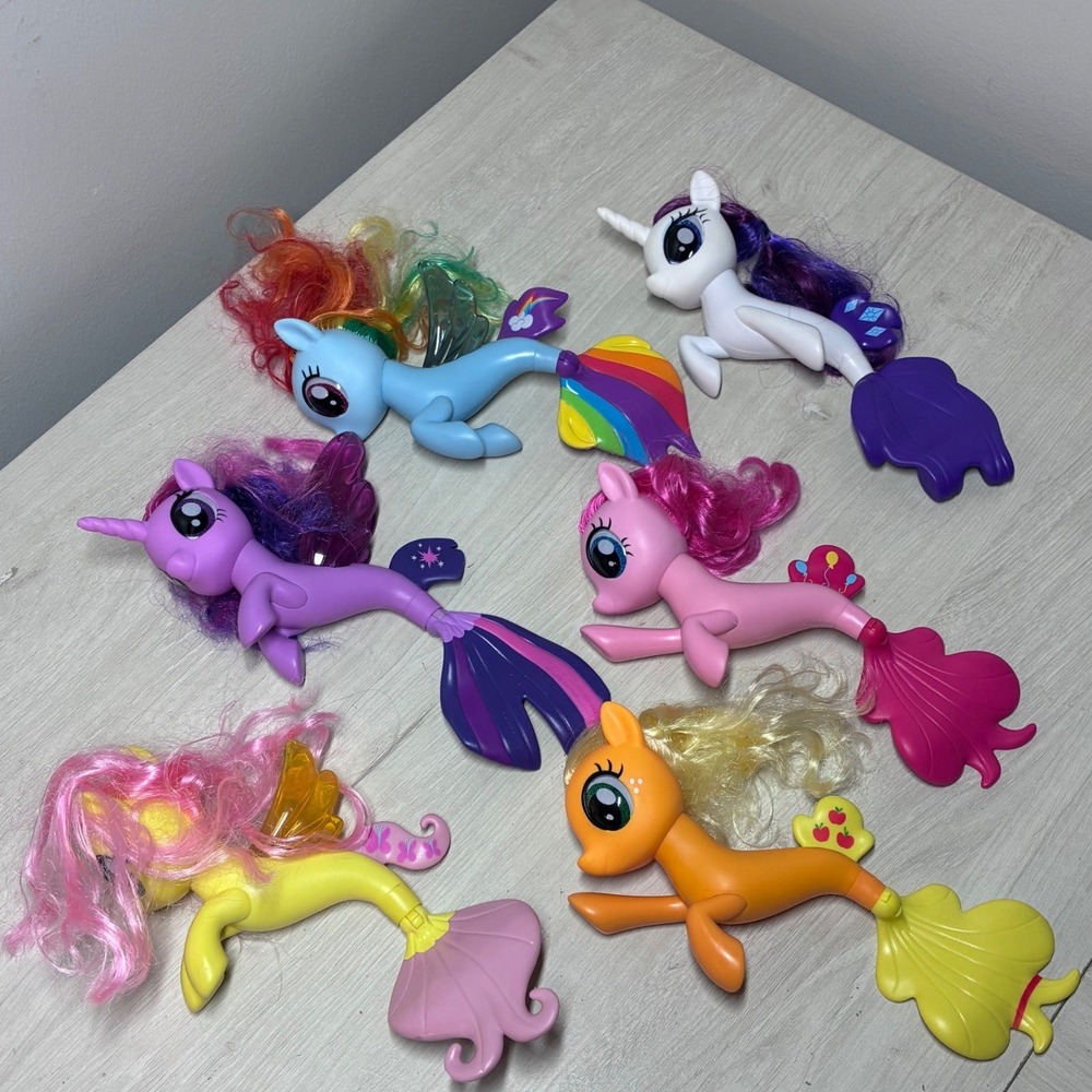 Lot of Six My Little Pony Movie Seapony Figure Rainbow Dash Twilight Sparkle Toy